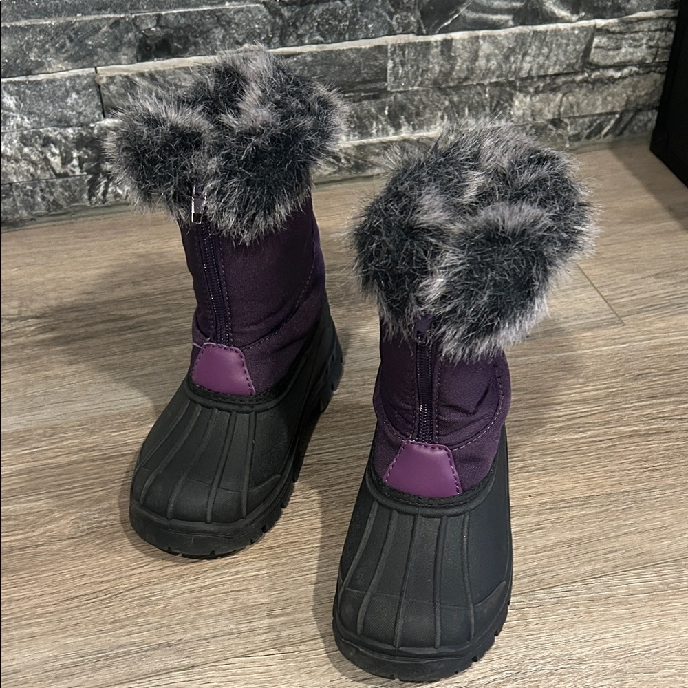 Purple and Black Kids Winter Boots Size 10